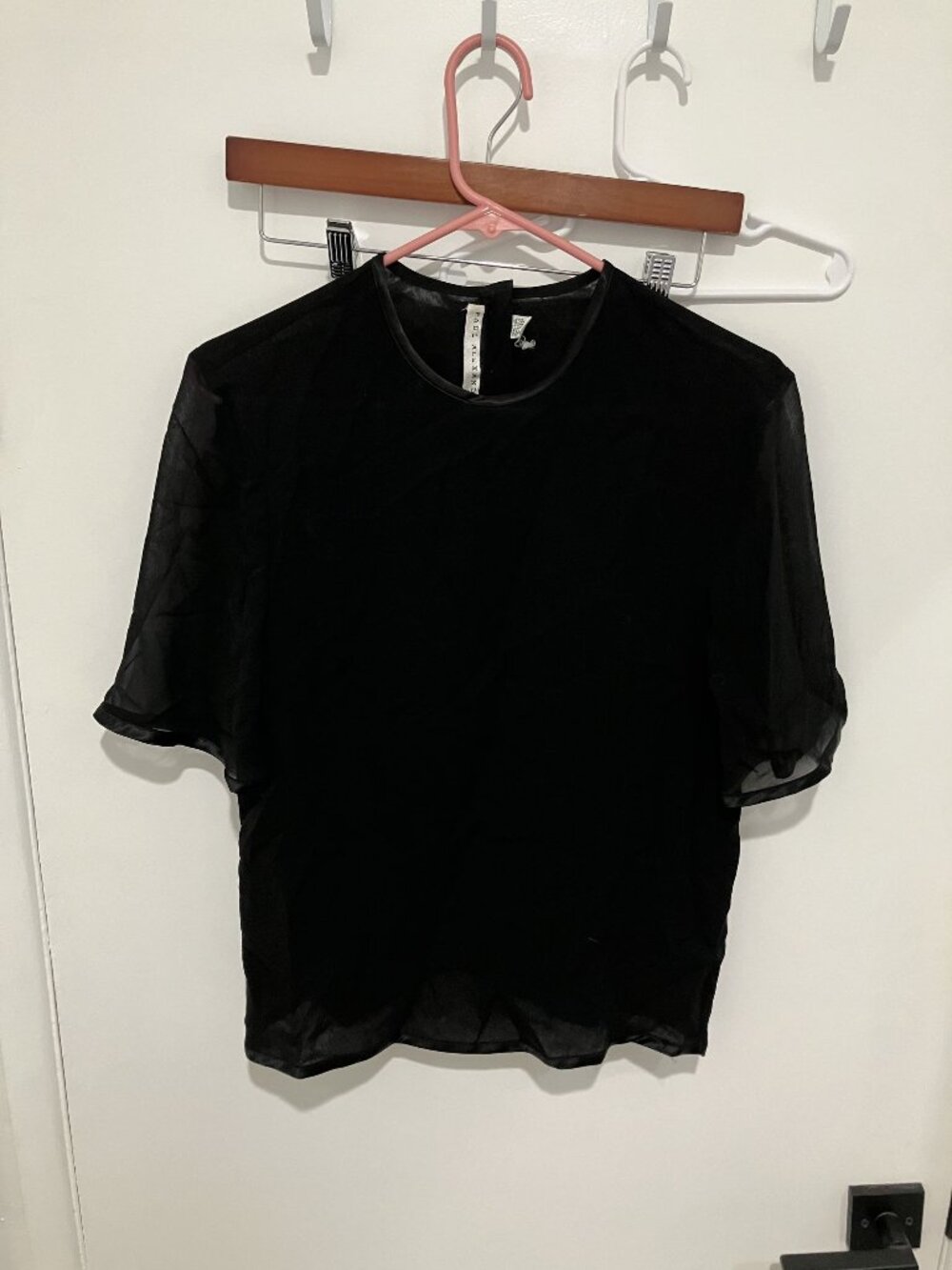 Paul Alexander Women's 100% Silk Sheer Blouse, Black, Size 8